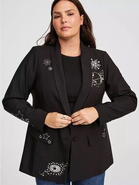 Black Embellished Women's Blazer Jacket